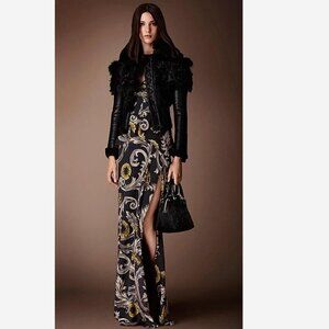 Burberry Prorsum Fox Fur Lamb Shearling Biker Leather Jacket, US 8 / UK 14 / IT